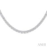 1 ctw Double Row Round Cut Diamond Necklace in 10K White Gold
